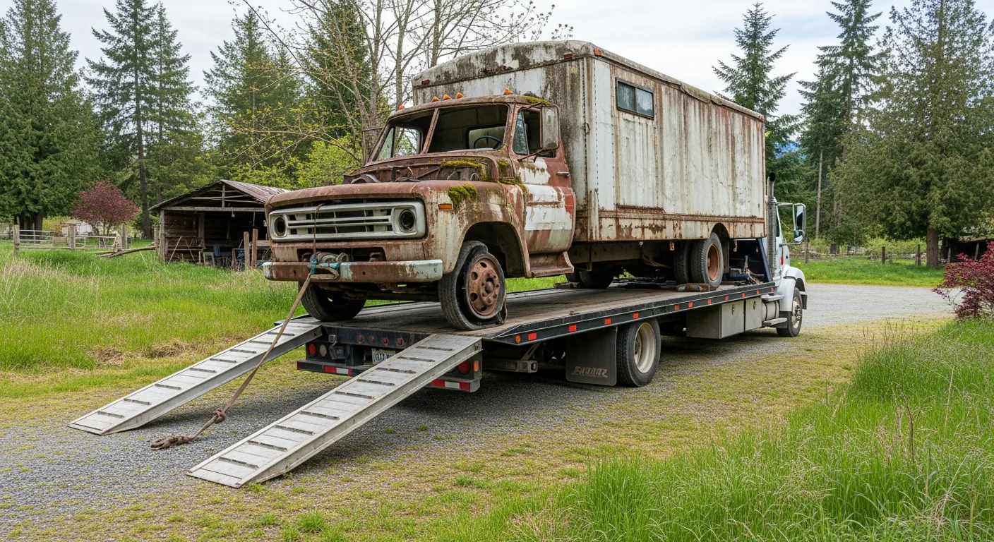 Junk vehicle removal from a Brookswood Langley farm property
