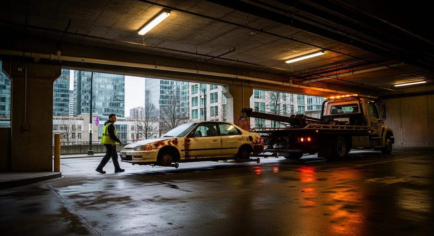 Vehicle removal from a Downtown Vancouver underground parking structure