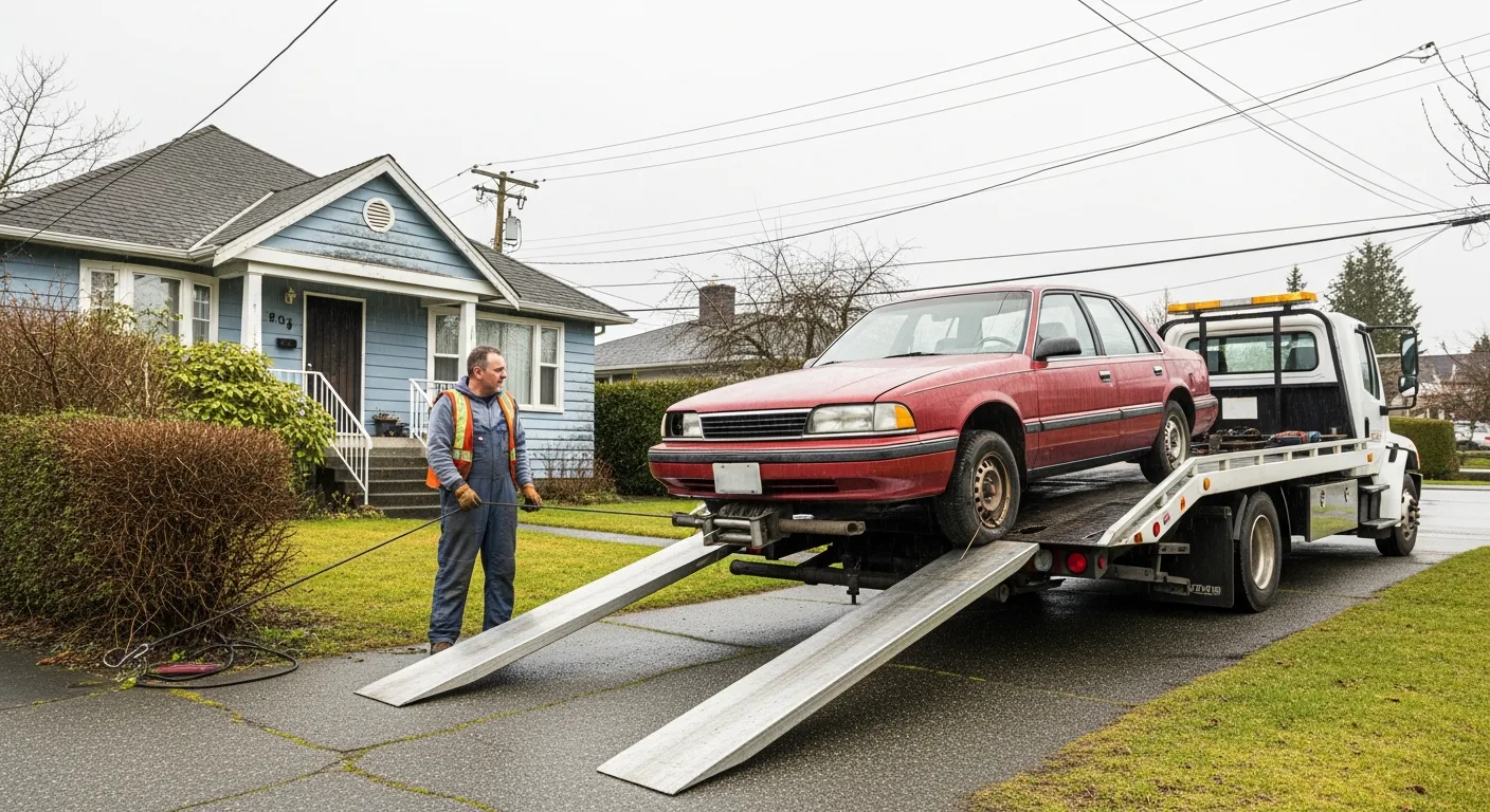 Junk car removal from an East Vancouver driveway