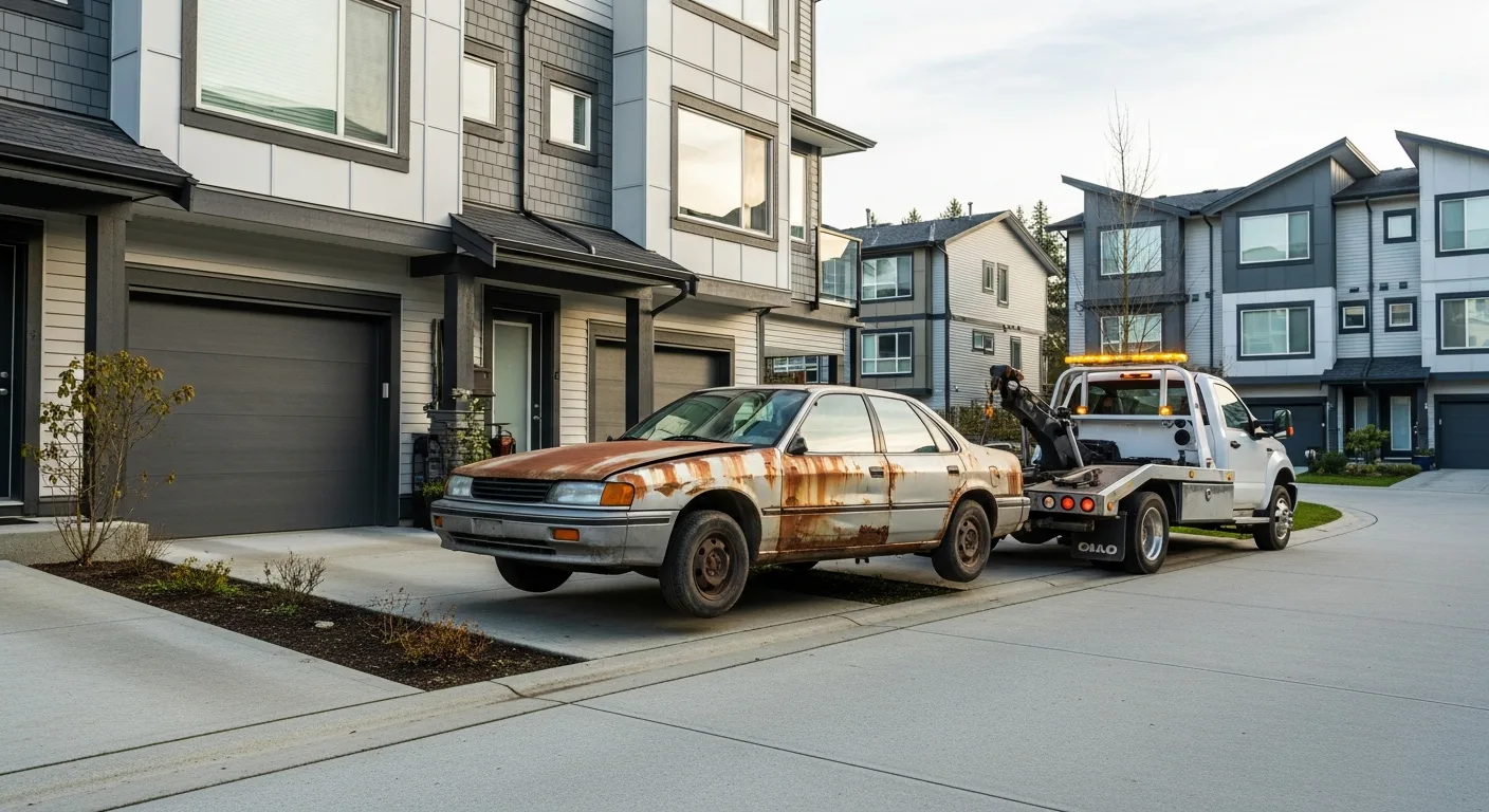 Vehicle pickup from a Willoughby Heights Langley townhouse driveway