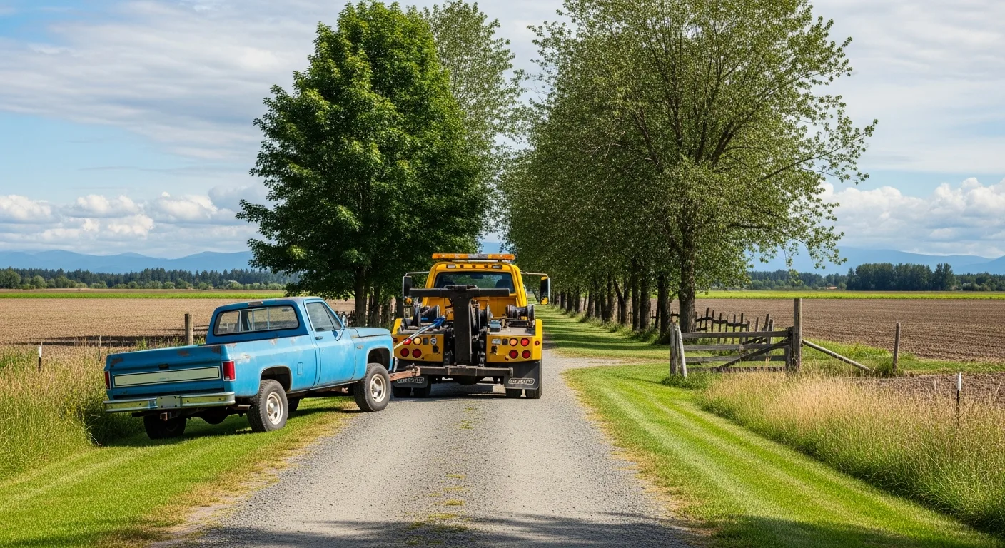 Scrap car and truck removal from a rural Aldergrove Langley property