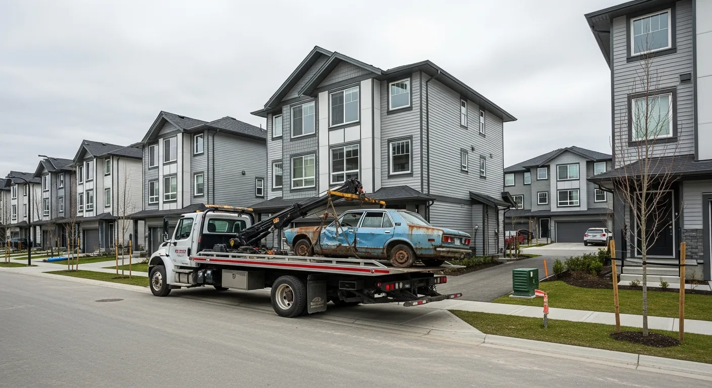 Scrap car removal from a Willoughby Langley BC townhouse driveway